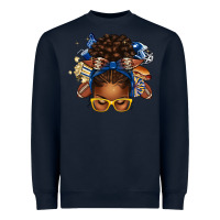Blue And Gold American Football Afro Messy Bun Heavyweight Sweatshirt | Teevron