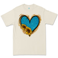 Bone Gold Glitter Sunflower Blue Heart Premium Tee - Jasminsmagicworld