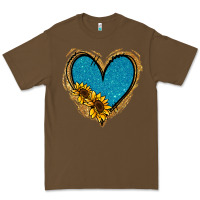 Cacao Gold Glitter Sunflower Blue Heart Premium Tee - Jasminsmagicworld