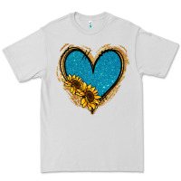 Dove Grey Gold Glitter Sunflower Blue Heart Premium Tee - Jasminsmagicworld