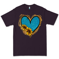 Plum Gold Glitter Sunflower Blue Heart Premium Tee - Jasminsmagicworld