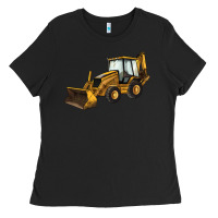 Black Backhoe Loader Truck Ladies Tee - LillyAllenDesigns