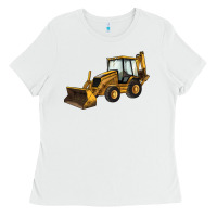 White Backhoe Loader Truck Ladies Tee - LillyAllenDesigns