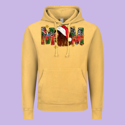 Western Mom With Woman In Santa Hat Vintage Hoodie Designed By Bundleandbundleshop