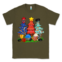 Army Green Christmas With Ice Hockey Trees Classic Tee - BundleAndBundleShop