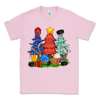 Bubblegum Pink Christmas With Ice Hockey Trees Classic Tee - BundleAndBundleShop
