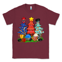 Burgundy Christmas With Ice Hockey Trees Classic Tee - BundleAndBundleShop