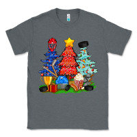 Charcoal Heather Christmas With Ice Hockey Trees Classic Tee - BundleAndBundleShop