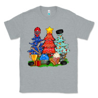 Heather Grey Christmas With Ice Hockey Trees Classic Tee - BundleAndBundleShop