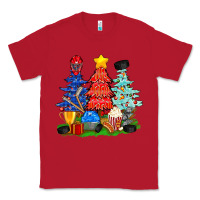 Red Christmas With Ice Hockey Trees Classic Tee - BundleAndBundleShop