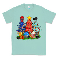 Seafoam Christmas With Ice Hockey Trees Classic Tee - BundleAndBundleShop