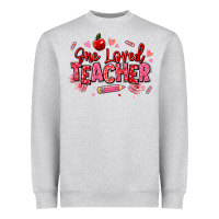One Loved Teacher Afro Messy Bun Heavyweight Sweatshirt | Teevron