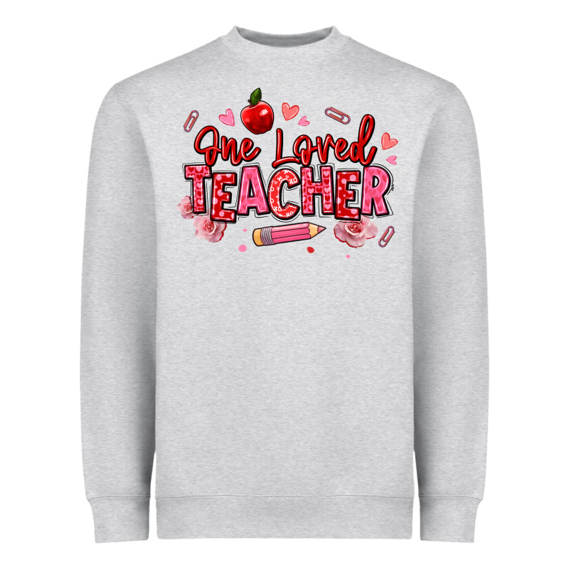 One Loved Teacher Afro Messy Bun Heavyweight Sweatshirt by texasbilliewilder | Teevron