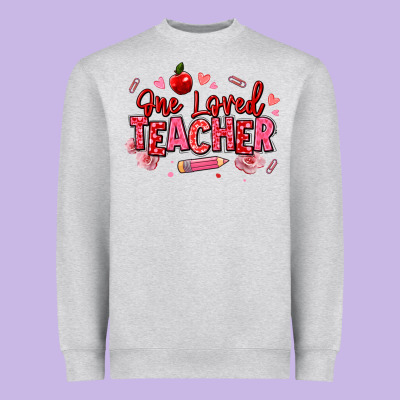 One Loved Teacher Afro Messy Bun Heavyweight Sweatshirt Designed By Texasbilliewilder