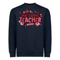 Navy one loved teacher afro messy bun Heavyweight Sweatshirt - texasbilliewilder