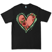Black Pink Glitter Floral Heart Premium Tee - Jasminsmagicworld