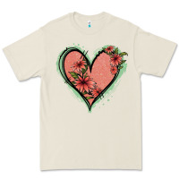 Bone Pink Glitter Floral Heart Premium Tee - Jasminsmagicworld