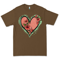 Cacao Pink Glitter Floral Heart Premium Tee - Jasminsmagicworld