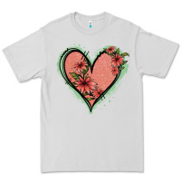 Dove Grey Pink Glitter Floral Heart Premium Tee - Jasminsmagicworld