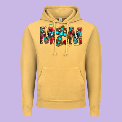 Western Mom With Cross Vintage Hoodie Designed By Bundleandbundleshop