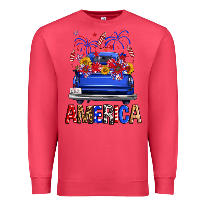 Western Fourth Of July America Truck Premium Sweatshirt by FaDigitalArtStudio | Teevron
