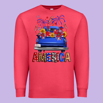 Western Fourth Of July America Truck Premium Sweatshirt Designed By Fadigitalartstudio