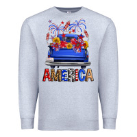 Heather Grey Western Fourth Of July America Truck Premium Sweatshirt - FaDigitalArtStudio