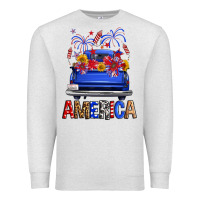 Oatmeal Heather Western Fourth Of July America Truck Premium Sweatshirt - FaDigitalArtStudio