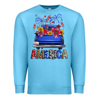 Ocean Blue Western Fourth Of July America Truck Premium Sweatshirt - FaDigitalArtStudio