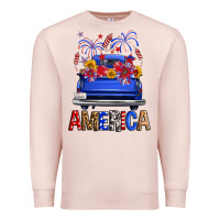 Pale Pink Western Fourth Of July America Truck Premium Sweatshirt - FaDigitalArtStudio