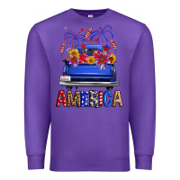 Purple Western Fourth Of July America Truck Premium Sweatshirt - FaDigitalArtStudio