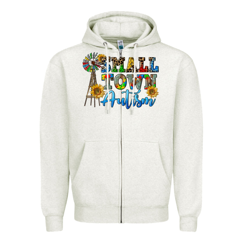 Small Town Autism Zipper Hoodie by CowGirlArtShop | Teevron