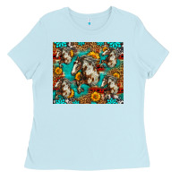 Baby Blue mustang horse western Ladies Tee - LillyAllenDesigns