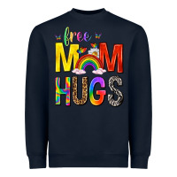 Navy Free Mom Hugs with Butterflies Heavyweight Sweatshirt - texasbilliewilder
