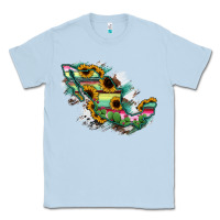 Dusty Blue Guerrero Mexico Sunflower Map Classic Tee - RanaPortraitStore