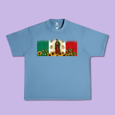 Lady Of Guadalupe Mexican Flag Urban Heavy Tee Designed By Jahusdesignshop