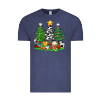Vintage Denim Christmas With Soccer Trees Vintage Tee - BundleAndBundleShop