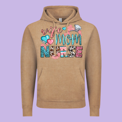 Wife Mom Nurse Vintage Hoodie Designed By Bundleandbundleshop