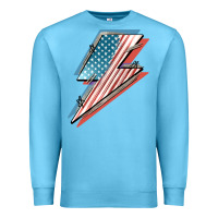 Ocean Blue American flag lightning bolt 4th of july Premium Sweatshirt - FaDigitalArtStudio