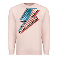 Pale Pink American flag lightning bolt 4th of july Premium Sweatshirt - FaDigitalArtStudio