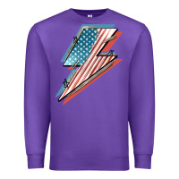 Purple American flag lightning bolt 4th of july Premium Sweatshirt - FaDigitalArtStudio