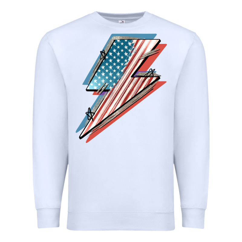 American Flag Lightning Bolt 4th Of July Premium Sweatshirt by FaDigitalArtStudio | Teevron