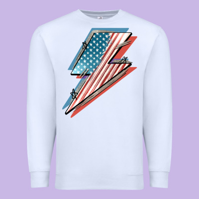American Flag Lightning Bolt 4th Of July Premium Sweatshirt Designed By Fadigitalartstudio
