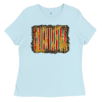 Baby Blue christmas reindeers leopard background Ladies Tee - BarkalooDesign