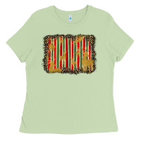 Matcha christmas reindeers leopard background Ladies Tee - BarkalooDesign