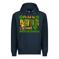 Navy St. Patrick's Fueled by beer and shenanigangs Premium Hoodie - OliviaCreatesArt