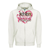 Oatmeal Heather brave and strong cancer awareness Zipper Hoodie - CowGirlArtShop