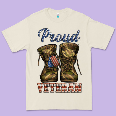 Proud Veteran Camo Shoes Premium Tee Designed By Jasminsmagicworld