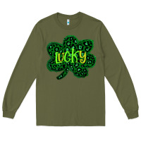 Army Green Lucky Shamrock St Patricks Day Long Sleeve Tee - Bettercallsaul