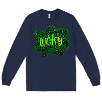 Navy Lucky Shamrock St Patricks Day Long Sleeve Tee - Bettercallsaul
